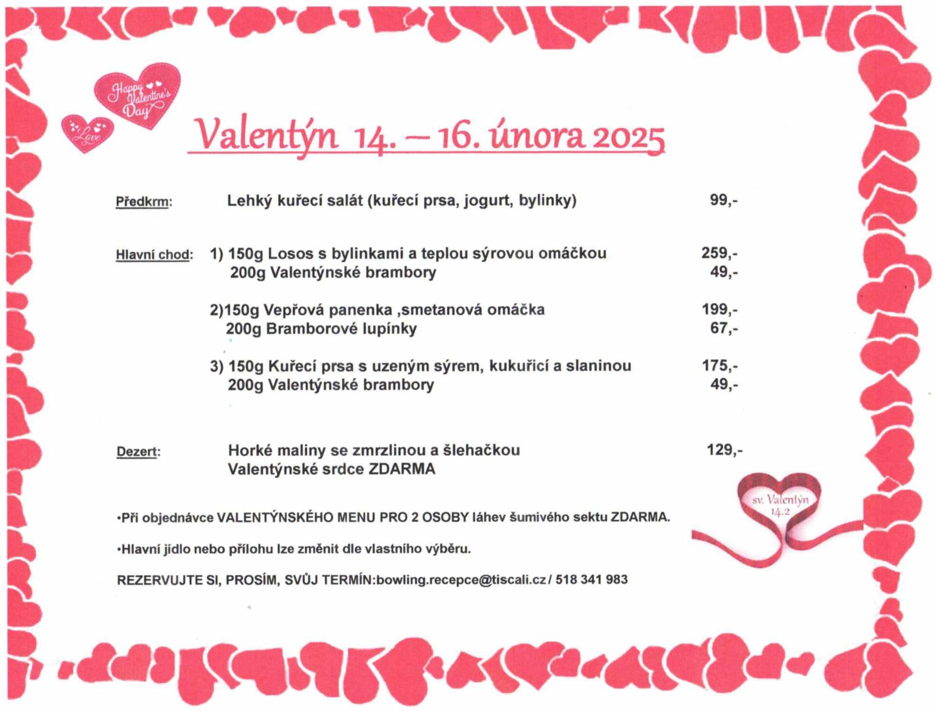 Valentýnské menu Valentýnské menu